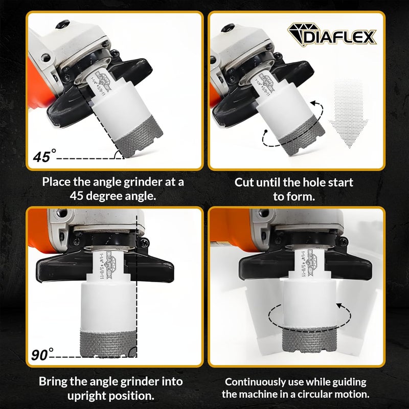 DIAFLEX Premium Brazed Core Bit – 1-1/4" Diamond Hole Saw for Porcelain, Ceramic, Stone, Dekton – 5/8"-11 Thread – Fast Clean Cuts – Vacuum Brazed – Wet or Dry Use - Image 5